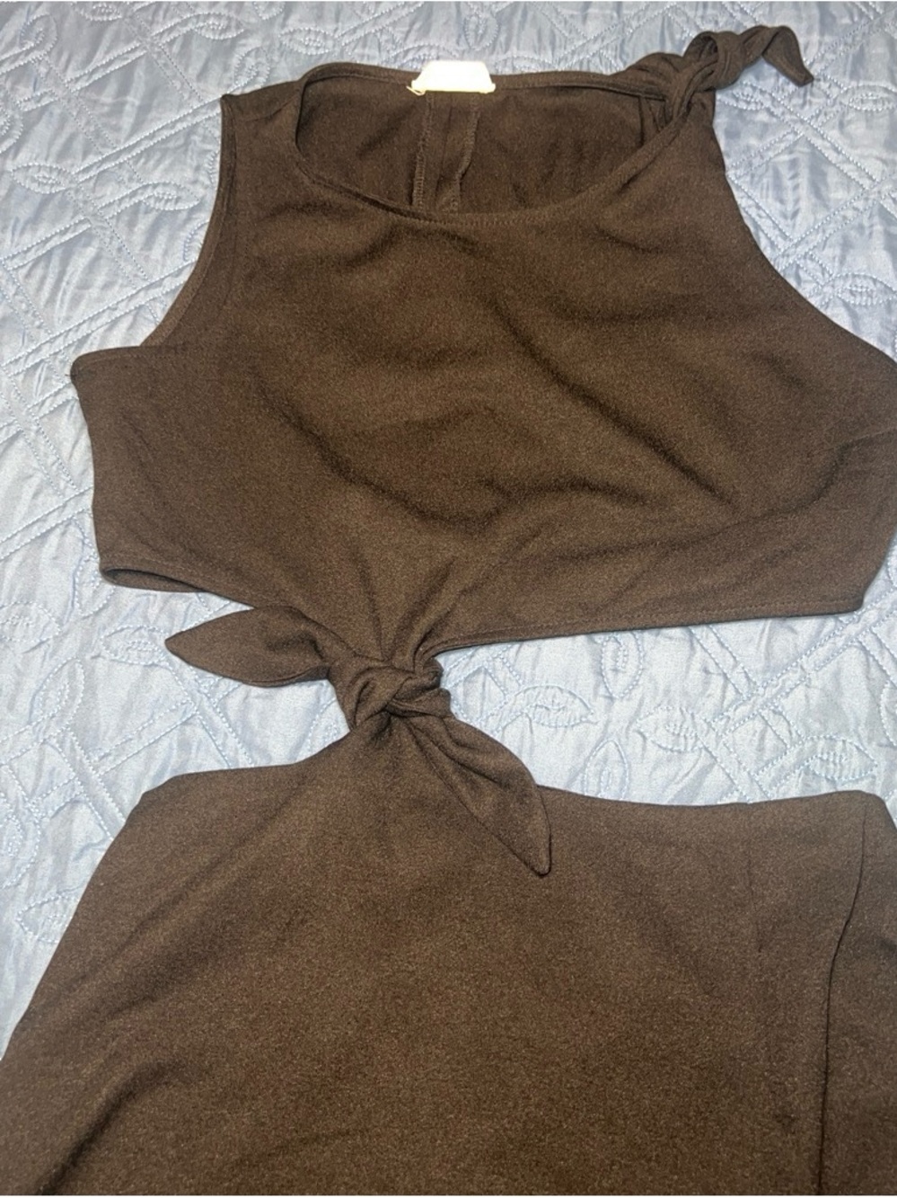 Sleeveless Brown Tie-Front Women’s Dress